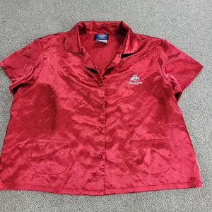 Ohio State Pajama Shorts Set Womens L Red Satin Embroidered Buckeyes Logo Pocket thumbnail 9
