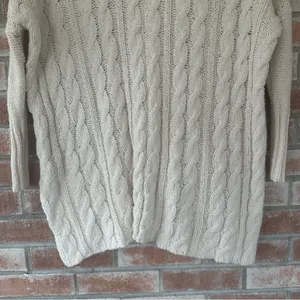 Free People Easy Cable Knit Sweater Drop Shoulder Oversized Women’s XS Beige thumbnail 10