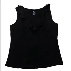 Gap size small black sleeveless ruffle neck knit top GUC thumbnail 1