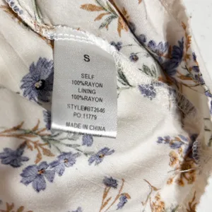 Magnolia‎ Womens Floral Babydoll Cami Top S Ivory Blue Boho Cottagecore Peplum thumbnail 7