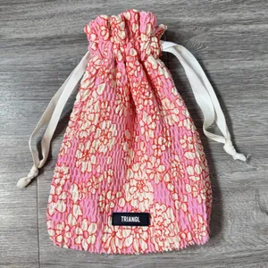 Triangl, Swimwear Floral Travel Bag Swim Pouch Packable Crinkle Pink Cream NEW thumbnail 1