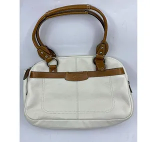 Coach Leather Medium Size White Brown Shoulder Bag thumbnail 3