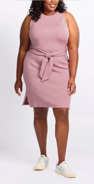 We Wander Performaluxe Tie Waist Dress Purple Large NWT STITCH FIX thumbnail 1