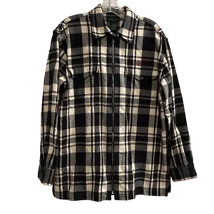Lauren Ralph Lauren‎ Women’s M Black and White Plaid Flannel Full Zip Jacket thumbnail 16