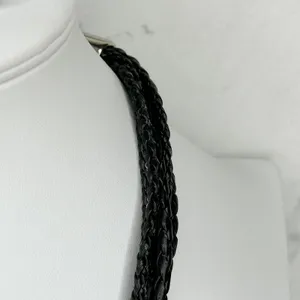 Chico's Rhinestone Silver and Gold Tone Black Braided Cord Necklace ✨ thumbnail 7