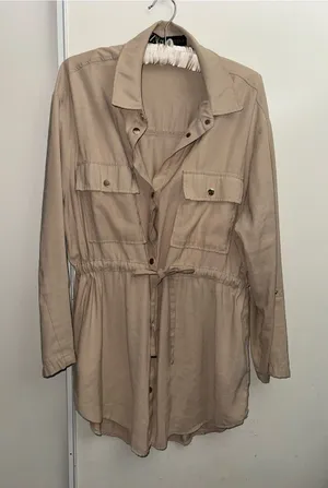Zara Beige Drawstring Utility Jacket thumbnail 1