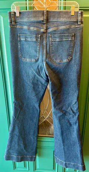 Spanx Authentic 360 Easy Flare Jeans High Rise Front Patch Pocket Blue Large thumbnail 7