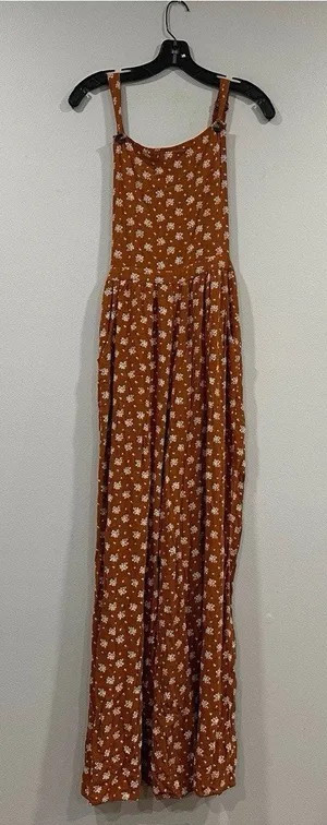 American Eagle Orange Floral Jumpsuit Medium Long thumbnail 1