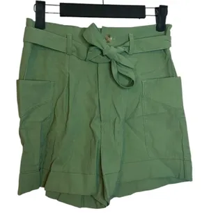 Steve Madden Olive Green Cargo Paperbag Shorts thumbnail 1