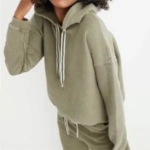 Aerie New Love Cropped Fit Corded Hoodie • Size L thumbnail 2