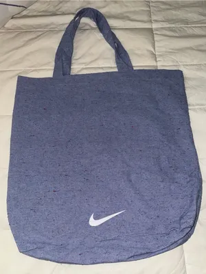 Nike Blue Canvas Messenger Tote with White Swoosh thumbnail 1