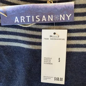 5/$25 NWT Artisan NY Navy Striped‎ Knit Dress thumbnail 8