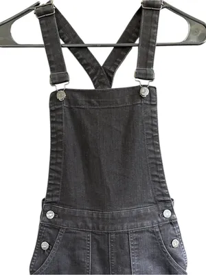 EUC Madewell Denim Cross Back Overalls Black Size XS Retail $148.00 thumbnail 3