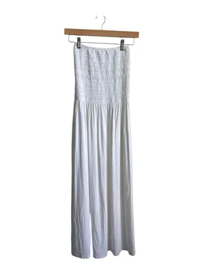Bleusalt Strapless Smocked Midi Maxi Dress White Micromodal Size 1 Small thumbnail 2