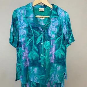 Two Piece Dress Blouse Floral Crinkle Fabric Sleeveless Shift Summer Casual thumbnail 8
