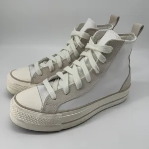 Converse Chuck Taylor All Star Lift High Top Womens 8 Canvas Suede Neutral Clean thumbnail 1