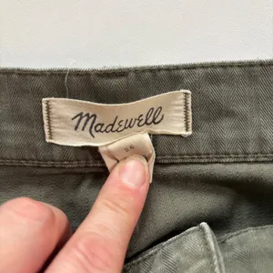 Madewell High Rise Utility Pants Green Herringbone‎ Cotton Blend Women's Size 26 thumbnail 4