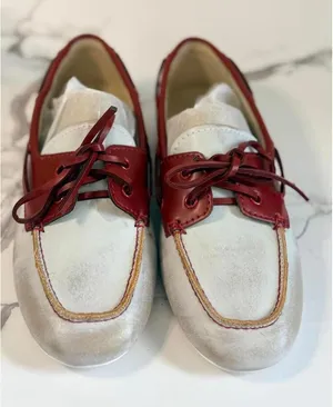 Nine West Yacht Boat Shoes (Women) Size 8 Color: White/Red-Brown thumbnail 1