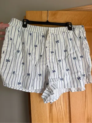 Aerie Flannel Girl Boxer Pajama Lounge Shorts Striped Bow Print NWT Size XXL thumbnail 2