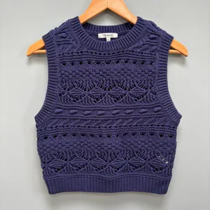Madewell Open Stitch Sweater Vest in Navy S thumbnail 6