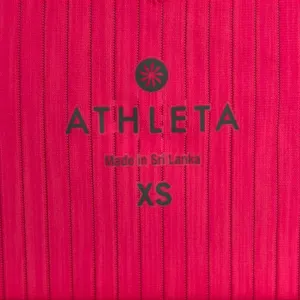 Athleta Womens Neon Pink Striped Long Sleeve Athletic Top XS‎ Scoop Neck Workout thumbnail 3