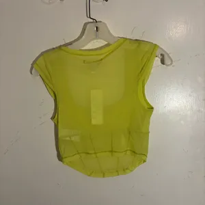 NWT Zara Sheer Mesh Neon Yellow Crop Top thumbnail 11