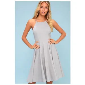 NWT Lulu’s Irresistible Charm Grey Fit & Flare MIDI A-Line Dress thumbnail 4