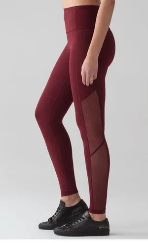 Lululemon Dark Red Mesh High Rise Tight Leggings thumbnail 1