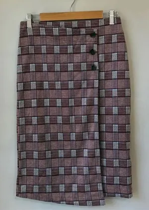 NWT Anthropologie Sanctuary Plaid Pencil Faux Wrap Skirt thumbnail 1