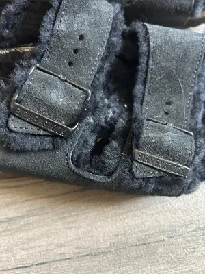 Birkenstock Black Faux Fur Double-Strap Sandals thumbnail 4