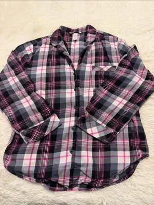 Victoria's Secret Black, White & Pink Plaid Pajama Set thumbnail 1