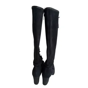 FRYE PARKER MOCCASIN LACE UP KNEE HIGH ZIPPER Black Suede RARE 8 thumbnail 6