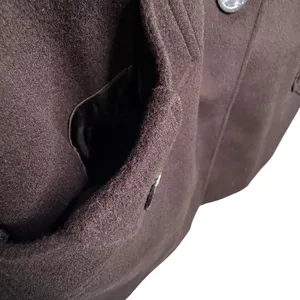 Kristen Blake Single Breasted Fine Australian Wool Button Pea Coat Brown S 6 thumbnail 7