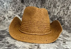 NWOT straw cowboy hat Brown thumbnail 1