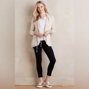 Anthropologie Saturday Sunday‎ Oatmeal Matanie Tie Closure Ruffle Cardigan thumbnail 9