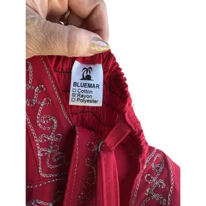 Sleeveless Red Embroidered V-Neck Mini Dress thumbnail 4