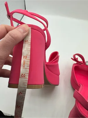 Steve Madden Aerin Satin Platform Heels Rhinestone Bow Pink size 8 Barbiecore thumbnail 6