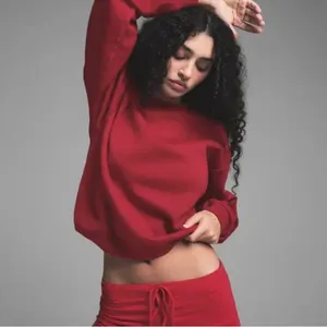 NWT SKIMS SOLD OUT RARE women cotton fleece classic Crewneck sz medium in brick thumbnail 2