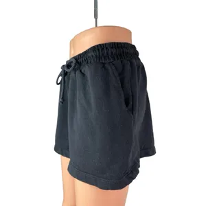 Zara Women's Black Drawstring High Rise Lounge Athletic Sweat Shorts Size L thumbnail 2