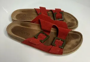 Yokono‎ 2 strap leather sandals made in Spain red leather size 9 thumbnail 1