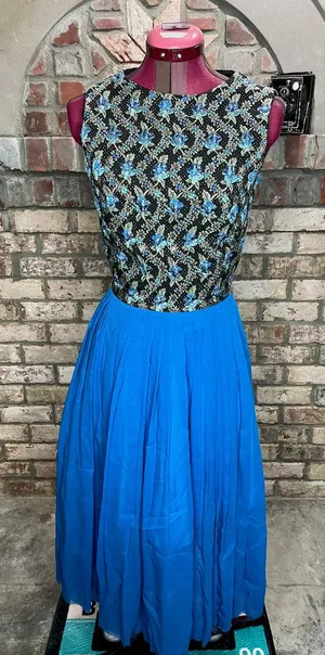 Dress formal midi dress blue green sheer skirt balletcore thumbnail 1