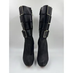 Herve Leger Runway High Heel Boots Suede/Leather Black 35.5 EU 5 US thumbnail 2