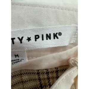 Celebrity Pink Tan Plaid Pleated Y2K Mini Skirt Sz M Preppy Academia Schoolgirl Dark Academia thumbnail 7