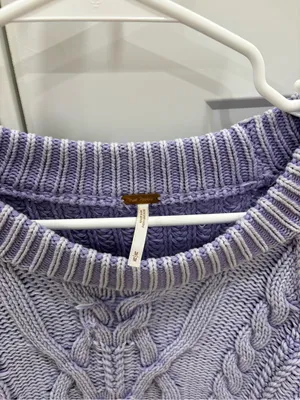 Free People Frankie Cable Knit Sweater Size Medium 100% Cotton thumbnail 3