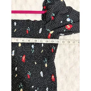 Abercrombie & Fitch Black Floral Polka Dot Smocked Long Sleeve Peasont Top S thumbnail 6