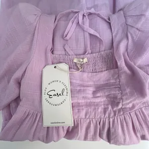 Easel Pink Babydoll Puff Sleeve Pleated Tiered Dress NWT Small Cottage‎ Fairy thumbnail 2