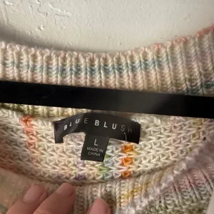 Blue Blush Multicolored Striped Knit‎ Sweater Pastel Rainbow Women's Size L thumbnail 8