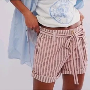 Free People FP One Harriet Striped Paperbag Boho Peasant Shorts Western Sz Med thumbnail 1