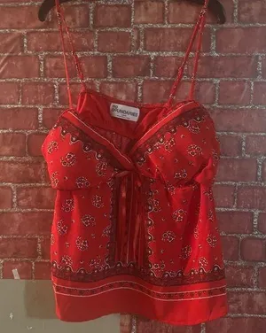 NWT No Boundaries Super cute! Red bandanna handkerchief pattern tank. Large thumbnail 1
