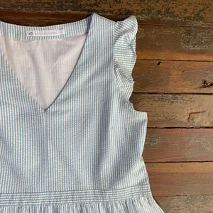 Southern Tide Evelyn Seersucker Tiered Blue & White Cotton Dress - Sz XS 💚🎀 thumbnail 11